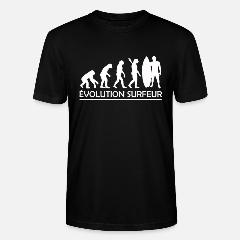 évolution surfeur / cadeau surfeur - T-shirt bio CRAFTER Stanley Stella Unisexe - noir