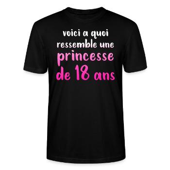 ANNIVERSAIRE 18 ANS HUMOUR CITATIONS DRÖLES BLAGUE - T-shirt bio CRAFTER Stanley Stella Unisexe - noir - Devant - Alina (178cm) & Michal (187cm)