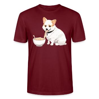 Corgi qui mange des ramens #1 - T-shirt bio CRAFTER Stanley Stella Unisexe - bordeaux - Devant - Alina (178cm) & Michal (187cm)
