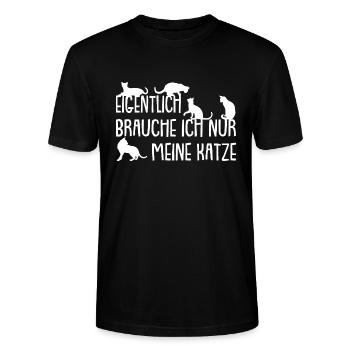 Ich brauche meine Katze - Stanley/Stella Unisex Bio-T-Shirt CRAFTER - Schwarz - Vorne - Alina (178cm) & Michal (187cm)