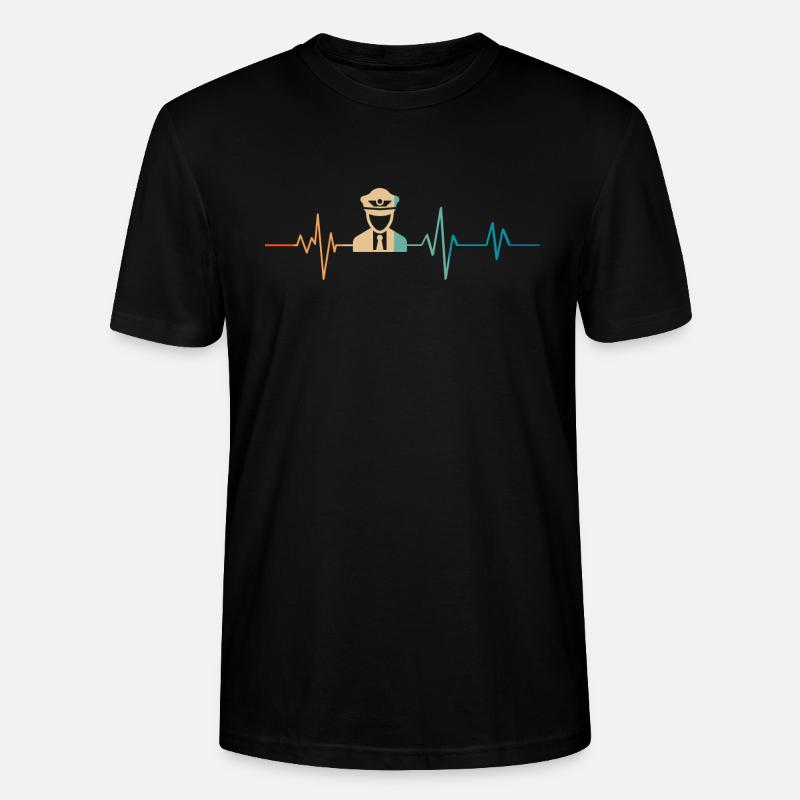 Heartbeat Retro Flugzeugpilot - Stanley/Stella Unisex Bio-T-Shirt CRAFTER - Schwarz