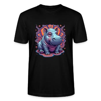 Hippopotame mignon | Hippopotame arc-en-ciel coloré - T-shirt bio CRAFTER Stanley Stella Unisexe - noir - Devant - Alina (178cm) & Michal (187cm)