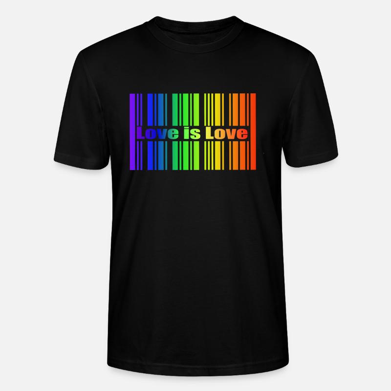 Regenbogen Strichcode, Love is Love - Stanley/Stella Unisex Bio-T-Shirt CRAFTER - Schwarz