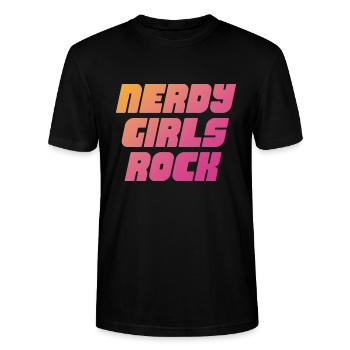 Nerdy Girls Skirt - Stanley/Stella CRAFTER Unisex Organic T-Shirt - black - Front - Alina (178cm) & Michal (187cm)