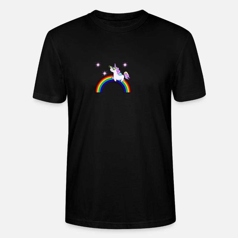 Einhorn mit Regenbogen - Stanley/Stella Unisex Bio-T-Shirt CRAFTER - Schwarz