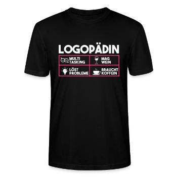 Logopädie Logopädin - Stanley/Stella Unisex Bio-T-Shirt CRAFTER - Schwarz - Vorne - Alina (178cm) & Michal (187cm)