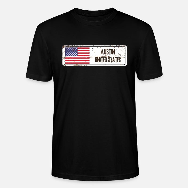 Austin Drapeau des États-Unis - T-shirt bio CRAFTER Stanley Stella Unisexe - noir