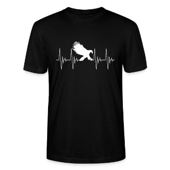 Adler weiß Herzschlag Tiere Vogel Greifvogel EKG - Stanley/Stella Unisex Bio-T-Shirt CRAFTER - Schwarz - Vorne - Alina (178cm) & Michal (187cm)