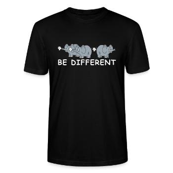 Sei anders | Elefant, lustige Bilder, Furz - Stanley/Stella Unisex Bio-T-Shirt CRAFTER - Schwarz - Vorne - Alina (178cm) & Michal (187cm)