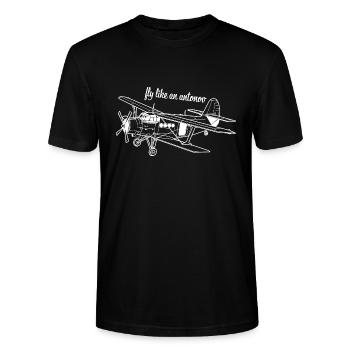 Antonov An-2 Flugzeug Doppeldecker UdSSR Geschenk - Stanley/Stella Unisex Bio-T-Shirt CRAFTER - Schwarz - Vorne - Alina (178cm) & Michal (187cm)