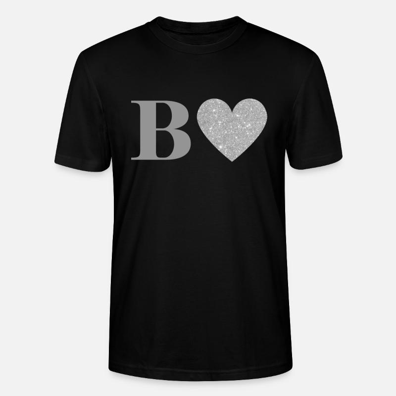 Buchstabe b silbernes Herz - Stanley/Stella Unisex Bio-T-Shirt CRAFTER - Schwarz