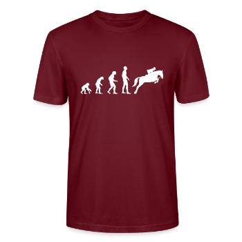 Evolution Show Jumping - Stanley/Stella CRAFTER Unisex Organic T-Shirt - burgundy - Front - Alina (178cm) & Michal (187cm)