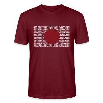 Japan Flagge Zahlen Binärcode Byte Bit Code - Stanley/Stella Unisex Bio-T-Shirt CRAFTER - Burgunderrot - Vorne - Alina (178cm) & Michal (187cm)