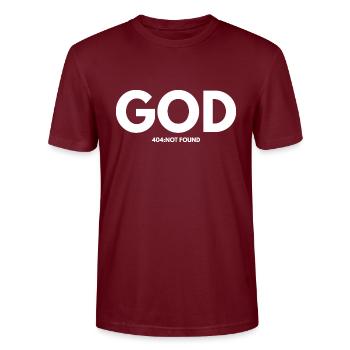 God Not Found - Stanley/Stella CRAFTER Unisex Organic T-Shirt - burgundy - Front - Alina (178cm) & Michal (187cm)