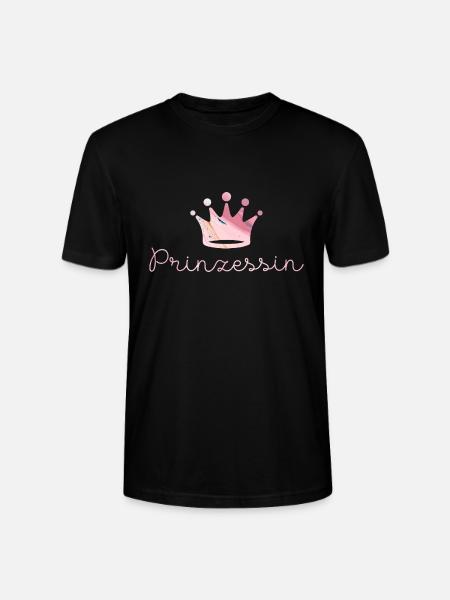 Prinzessin, pink, Krone, schreibschrift, logo, - Stanley/Stella Unisex Bio-T-Shirt CRAFTER - Schwarz