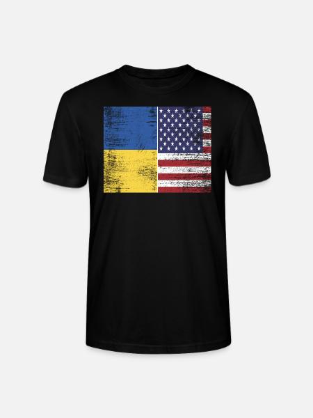 Ukraine - USA - Stanley/Stella CRAFTER Unisex Organic T-Shirt - black