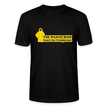 Naked Man Humor Tee: No Fear Fashion - Stanley/Stella CRAFTER Unisex Organic T-Shirt - black - Front - Alina (178cm) & Michal (187cm)