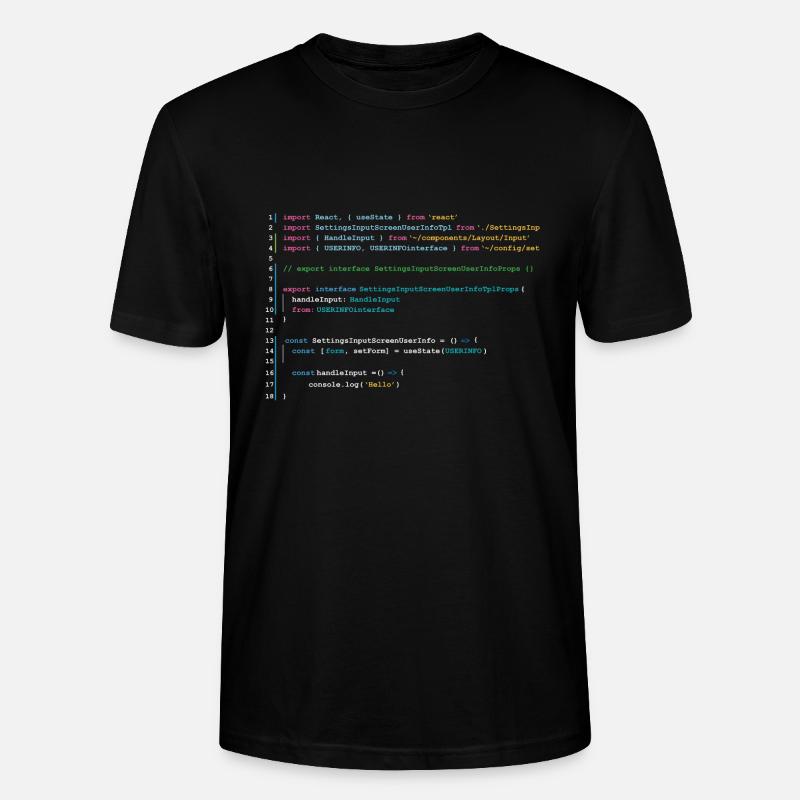Code des programmeurs dans React - T-shirt bio CRAFTER Stanley Stella Unisexe - noir