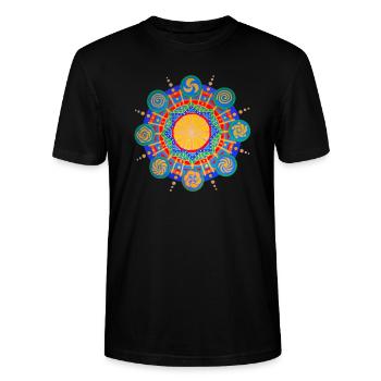 KORNKREIS MANDALA - Stanley/Stella Unisex Bio-T-Shirt CRAFTER - Schwarz - Vorne - Alina (178cm) & Michal (187cm)