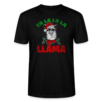 Weihnachten Lama - Stanley/Stella Unisex Bio-T-Shirt CRAFTER - Schwarz - Vorne - Alina (178cm) & Michal (187cm)