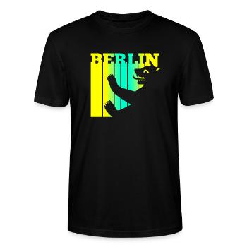 Ours de Berlin - T-shirt bio CRAFTER Stanley Stella Unisexe - noir - Devant - Alina (178cm) & Michal (187cm)