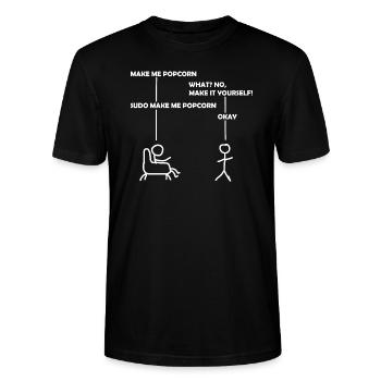 programmierer sudo informatik - Stanley/Stella Unisex Bio-T-Shirt CRAFTER - Schwarz - Vorne - Alina (178cm) & Michal (187cm)