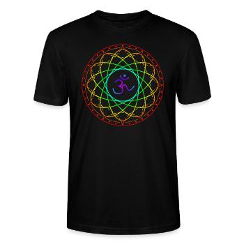 Heilige Geometrie mit Om Symbol - Stanley/Stella Unisex Bio-T-Shirt CRAFTER - Schwarz - Vorne - Alina (178cm) & Michal (187cm)