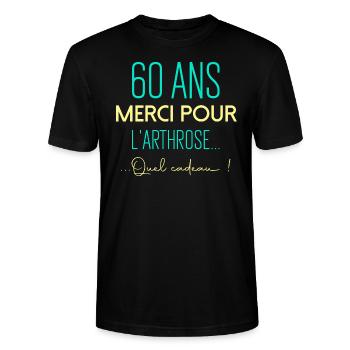 60 ans anniversaire - T-shirt bio CRAFTER Stanley Stella Unisexe - noir - Devant - Alina (178cm) & Michal (187cm)