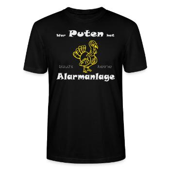 Alarmanlage Puten Truthahn - Stanley/Stella Unisex Bio-T-Shirt CRAFTER - Schwarz - Vorne - Alina (178cm) & Michal (187cm)