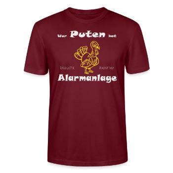 Alarmanlage Puten Truthahn - Stanley/Stella Unisex Bio-T-Shirt CRAFTER - Burgunderrot - Vorne - Alina (178cm) & Michal (187cm)