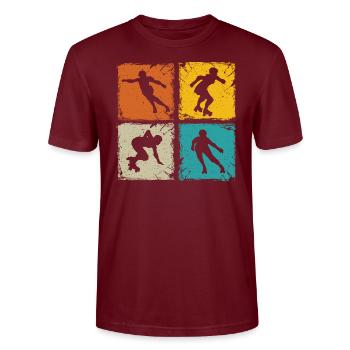 Roller Derby retro Quadrate einzigartige Roller Derby - Stanley/Stella Unisex Bio-T-Shirt CRAFTER - Burgunderrot - Vorne - Alina (178cm) & Michal (187cm)