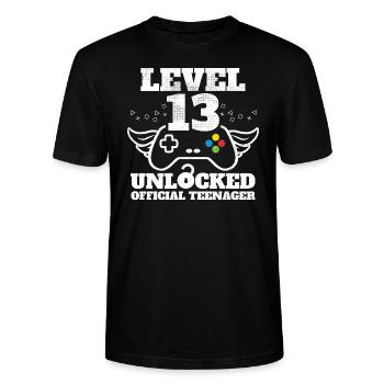 Offizielle Teenager Geburtstag Level 13 entsperrt - Stanley/Stella Unisex Bio-T-Shirt CRAFTER - Schwarz - Vorne - Alina (178cm) & Michal (187cm)