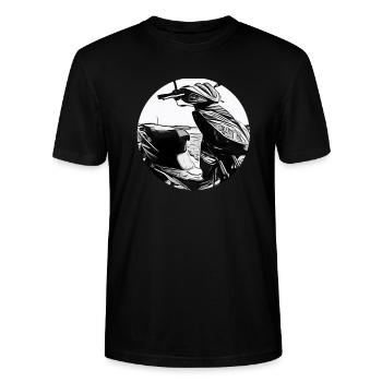 Motorroller - Stanley/Stella Unisex Bio-T-Shirt CRAFTER - Schwarz - Vorne - Alina (178cm) & Michal (187cm)