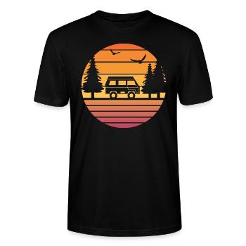 Retro Camping - Stanley/Stella CRAFTER Unisex Organic T-Shirt - black - Front - Alina (178cm) & Michal (187cm)