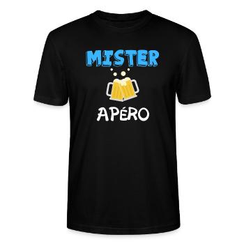 Mister apéro cadeau humour drôle - T-shirt bio CRAFTER Stanley Stella Unisexe - noir - Devant - Alina (178cm) & Michal (187cm)