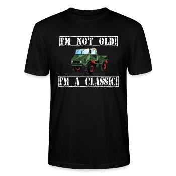 Je ne suis pas vieux - Je suis un classique / Unimog - T-shirt bio CRAFTER Stanley Stella Unisexe - noir - Devant - Alina (178cm) & Michal (187cm)