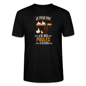 Je Peux Pas J'ai Des Poules À Élever De Poulets - T-shirt bio CRAFTER Stanley Stella Unisexe - noir - Devant - Alina (178cm) & Michal (187cm)