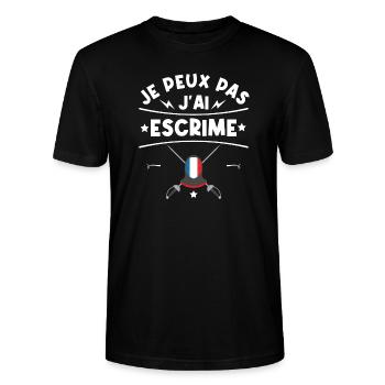j'peux pas j'ai escrime - T-shirt bio CRAFTER Stanley Stella Unisexe - noir - Devant - Alina (178cm) & Michal (187cm)
