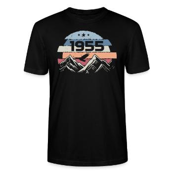 Original 1955 Jahrgang 1955 Geburtstag 1955 - Stanley/Stella Unisex Bio-T-Shirt CRAFTER - Schwarz - Vorne - Alina (178cm) & Michal (187cm)