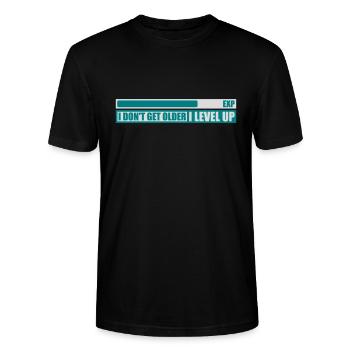 get older level up - Stanley/Stella CRAFTER Unisex Organic T-Shirt - black - Front - Alina (178cm) & Michal (187cm)