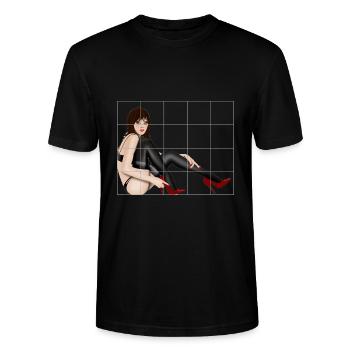 sexy lady behind bars - Stanley/Stella CRAFTER Unisex Organic T-Shirt - black - Front - Alina (178cm) & Michal (187cm)