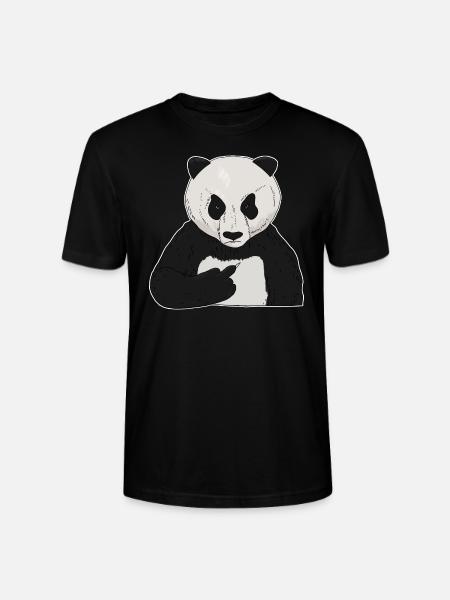 Mürrischer Pandabär mit Mittelfinger - Stanley/Stella Unisex Bio-T-Shirt CRAFTER - Schwarz