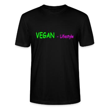 VEGAN Lifestyle gün pink - Stanley/Stella Unisex Bio-T-Shirt CRAFTER - Schwarz - Vorne - Alina (178cm) & Michal (187cm)