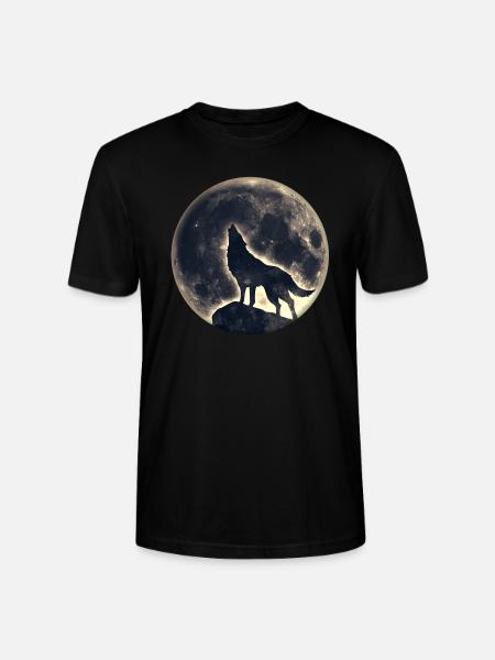 Wolf, full moon, ulv, fuldmåne, måne, vildt, wild, - Stanley Stella CRAFTER unisex økologisk-T-shirt - sort