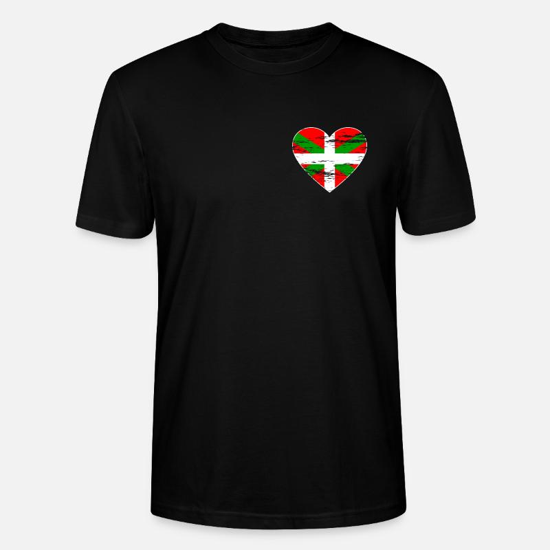 Drapeau basque coeur utilisé - T-shirt bio CRAFTER Stanley Stella Unisexe - noir