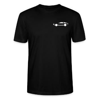 Sportwagen Auto DeLorean _minimal _white - Stanley/Stella Unisex Bio-T-Shirt CRAFTER - Schwarz - Vorne - Alina (178cm) & Michal (187cm)