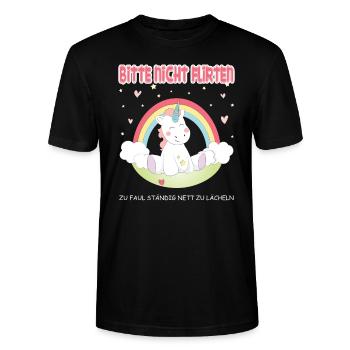 S'il vous plaît ne pas flirter! licorne - T-shirt bio CRAFTER Stanley Stella Unisexe - noir - Devant - Alina (178cm) & Michal (187cm)