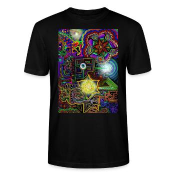 Psychedelisches Universum - Stanley/Stella Unisex Bio-T-Shirt CRAFTER - Schwarz - Vorne - Alina (178cm) & Michal (187cm)