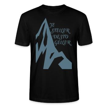 Berg T-Shirt - Je Steiler Desto Geiler - Stanley/Stella Unisex Bio-T-Shirt CRAFTER - Schwarz - Vorne - Alina (178cm) & Michal (187cm)