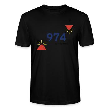 974 la réunion - T-shirt bio CRAFTER Stanley Stella Unisexe - noir - Devant - Alina (178cm) & Michal (187cm)